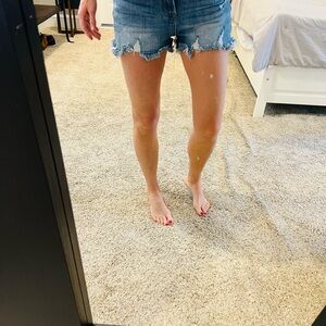 Classic Light Blue Distressed Denim Jean Shorts